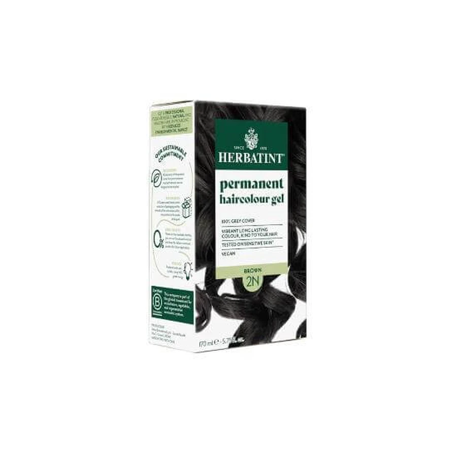 HERBATINT Gel Colorante Permanente Sin Amoniaco 2N Negro Marrón 170ml