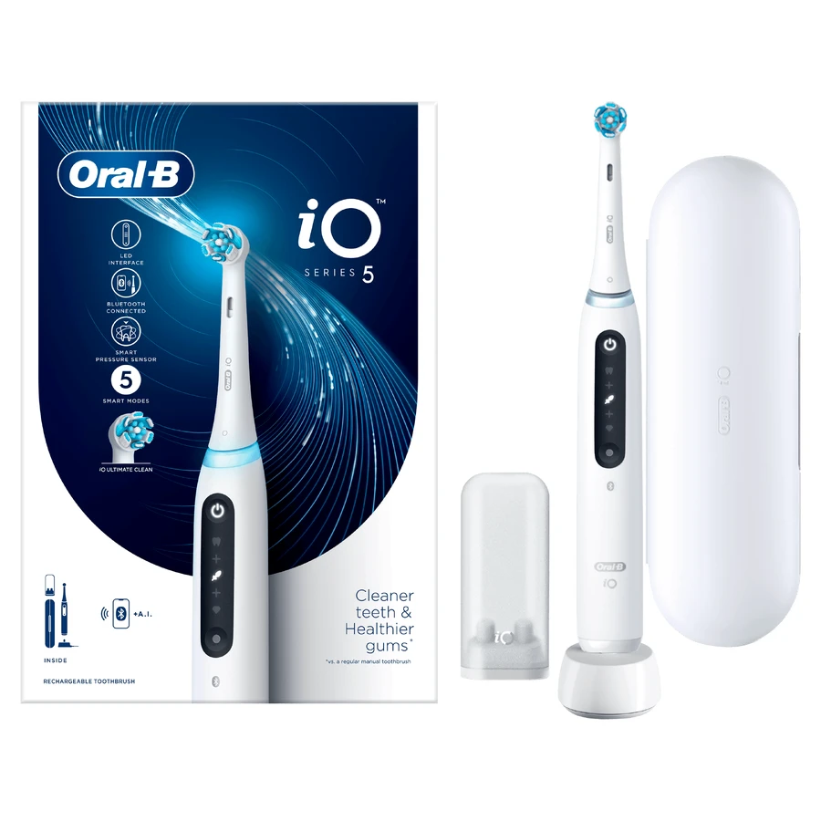 ORAL B iO Series 5 Cepillo de Dientes Eléctrico Blanco Con Estuche de Viaje