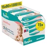 Lingettes PAMPERS Sensitive XXL Mensuelles 15 x 80 1200 unités
