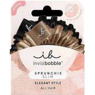 AMBITAS Invisibobble Sprunchie Slim True Golden-haar linten in zwart & bronskleur 2 stuks