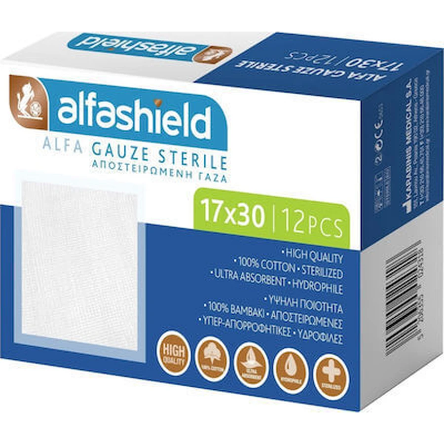 KARABINIS Alfashield Gasa Estéril 17x30 x12 Piezas