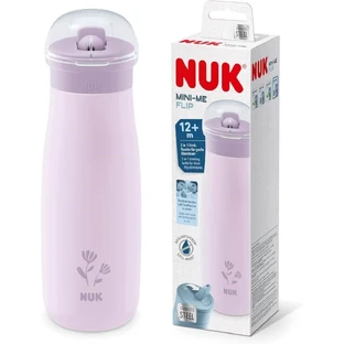NUK Cup Mini-Me Flip Tasse en acier inoxydable pour 12 mois et plus, Lilas 500ml [10.225.329]