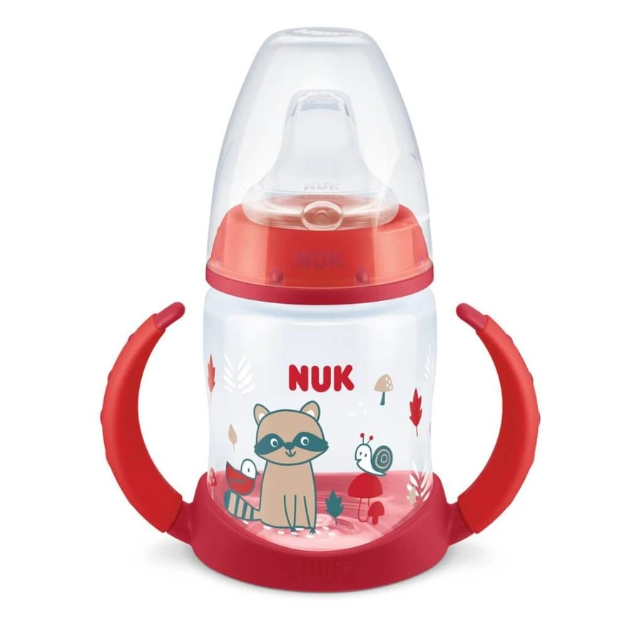 NUK First Choice Learner Trainingsfles Met Twee Handvatten & Zacht Siliconen Tuitje Voor 6-18 Maanden 150ml 10.743.943 - Rood