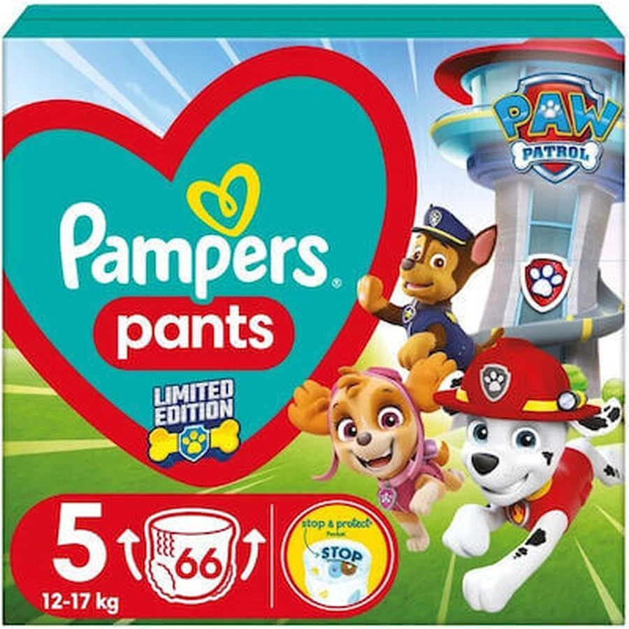 PAMPERS Pantalones Paw Patrol No. 5 Para 12-17kg 66 Piezas