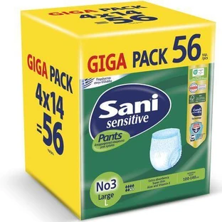 SANI Sensitive Pants Ropa interior elástica para incontinencia Large No3 GIGA PACK 56 Piezas