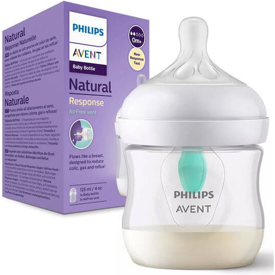 AVENT Airfree Biberón de Plástico con Tetina de Silicona 125ml