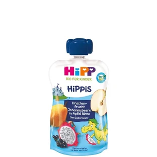 HIPP Bio HiPPis Pudin de Frutas con Manzana, Pera, Fruta del Dragón y Grosella A partir de 12 meses 100g