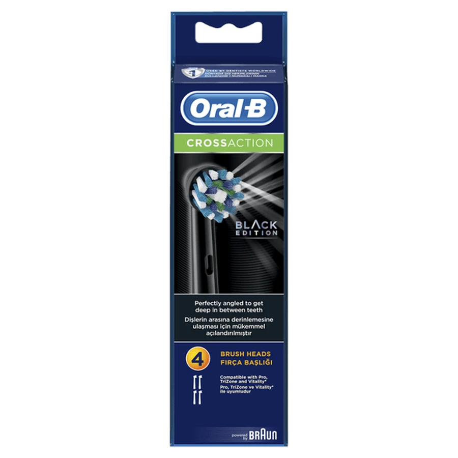 Oral-B Cross Action Schwarz Ersatzteile für elektrische Zahnbürsten 4 Stk.