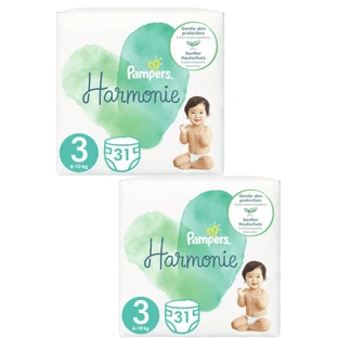 PAMPERS Harmonie Baby Windeln Nr.3 6-10Kg 62 Stück (2 Packungen à 31 Stück)