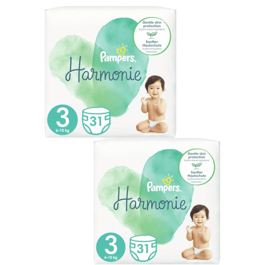 PAMPERS Harmonie Baby Windeln Nr.3 6-10Kg 62 Stück (2 Packungen à 31 Stück)