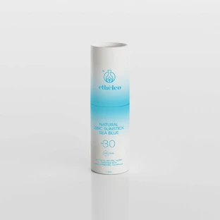 ETHELEO Natural Zinc Sunstick Sea Blue SPF30 Protector solar en barra para zonas sensibles del rostro SPF30 30g