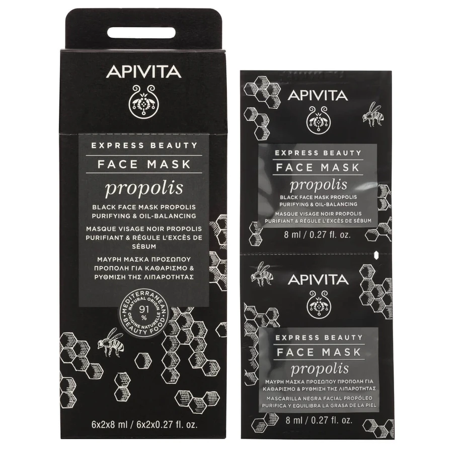 APIVITA Masque nettoyant profond pour peaux grasses à la propolis 2x8ml