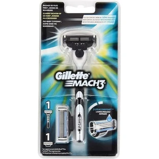 GILLETTE Machine à raser Mach 3 Rasage plus profond sans rougeurs 1 machine & 2 pièces détachées