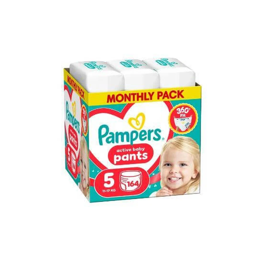 PAMPERS Active Baby Pants Pañal Pull-on No.5 11-17kg 164 Piezas MSB