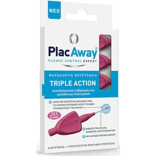 PLAC AWAY Triple Action Intertooth Brushes 0.4mm ISO 0, Pink x6 pcs