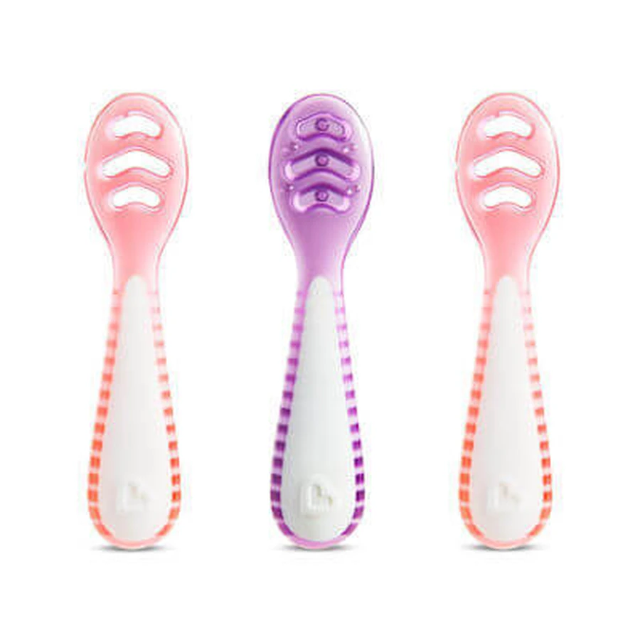 MUNCHKIN Gentle Dip Self-Feeding Spoon For 4+ Months Pink-Purple