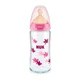 NUK First Choice Plus Biberón de Látex de Cristal para 0- 6 Meses con Indicador de Control de Temperatura 240ml En Varios Colores - Rosa