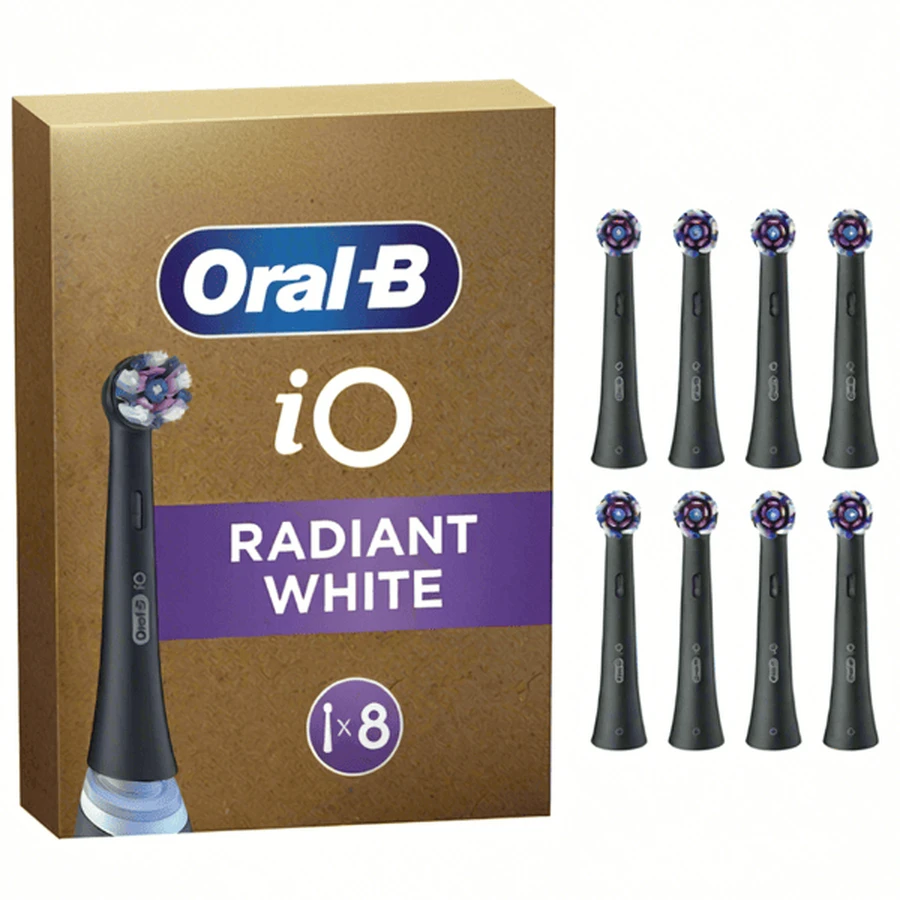 Têtes de brosse à dents électrique de remplacement ORAL B iO Radiant White Black, 8 pièces