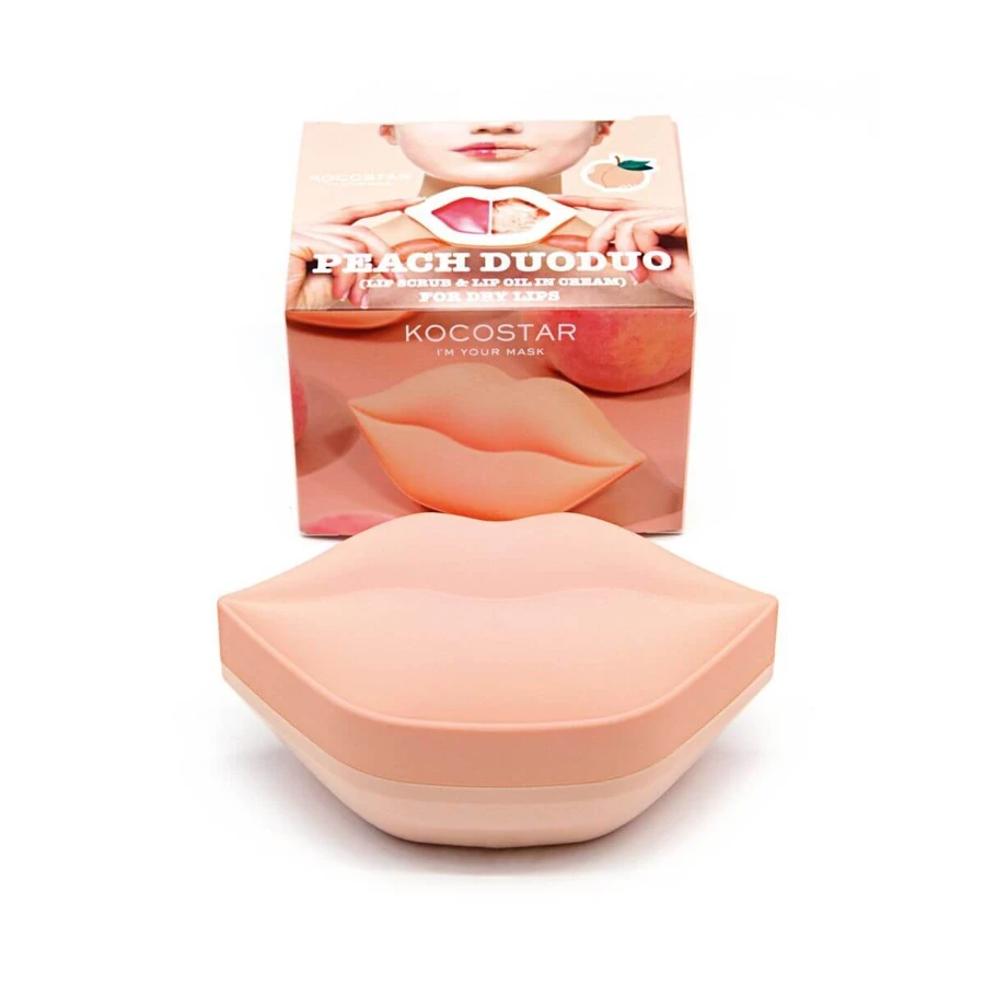 KOCOSTAR Peach DuoDuo, Exfoliante 23ml & Crema 20ml Para unos Labios Suaves e Hidratados