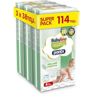 BABYLINO Premium Broekjes Ultra Zacht Zachtheid No4 Super Pack [7-13kg] 114 Luiers (3 x 38 Luiers)