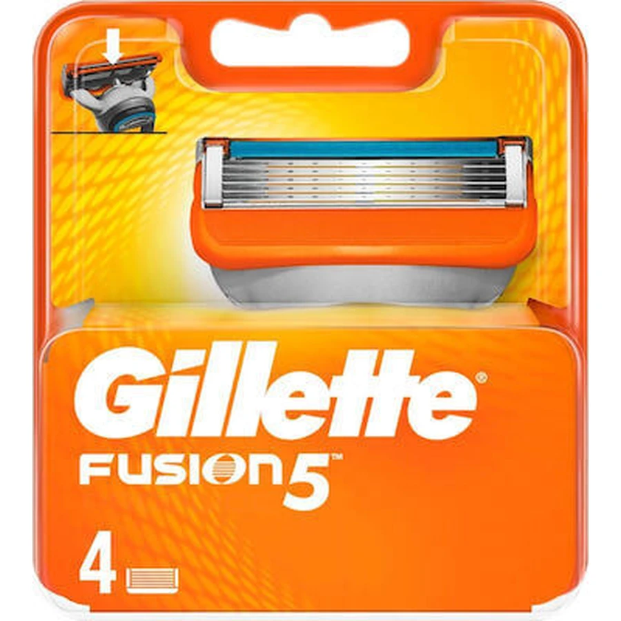GILLETTE Fusion 5 Ersatzköpfe mit Klingen & Schmierband 4 Stück
