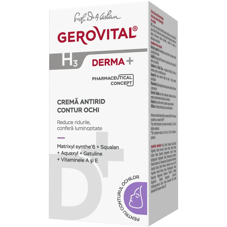 Gerovital H3 Derma+ Contorno de ojos Antiarrugas, 15 ml