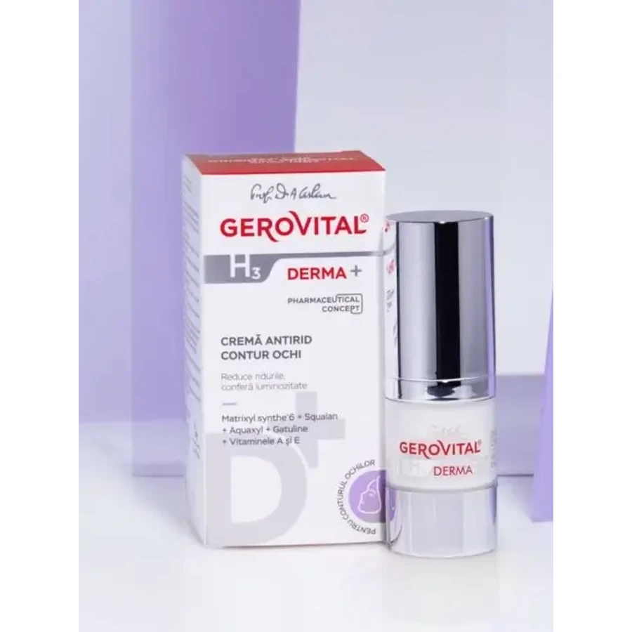 Gerovital H3 Derma+ Contorno de ojos Antiarrugas, 15 ml