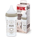 NUK Perfect Match Plastic Fles met Zachte Siliconen Speen Tegen Koliek Met Temperatuurregeling Voor 3+ Maanden, 260ml