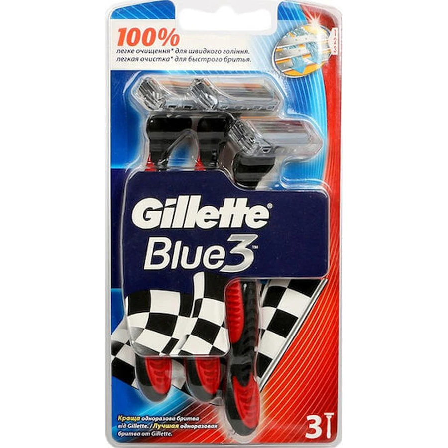 GILLETTE Blau 3 Plus Rot Einweg-Rasierklingen 3 Stück