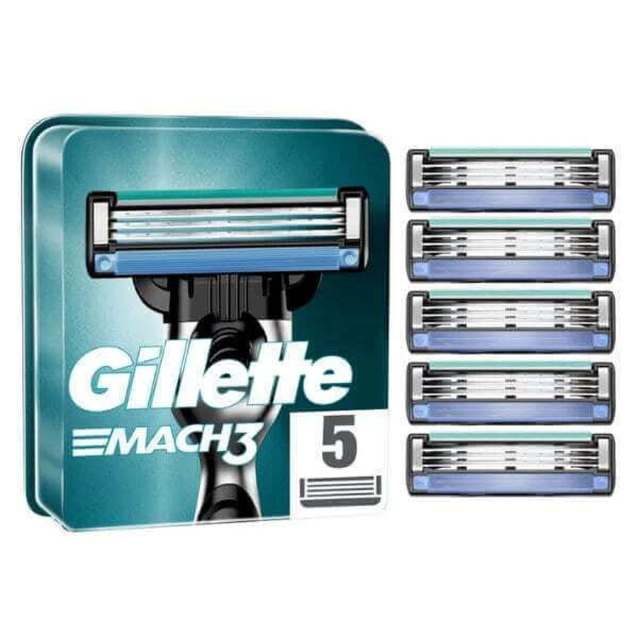 GILLETTE Mach3 Replacement heads with 3 blades & lubricating tape 5 pieces