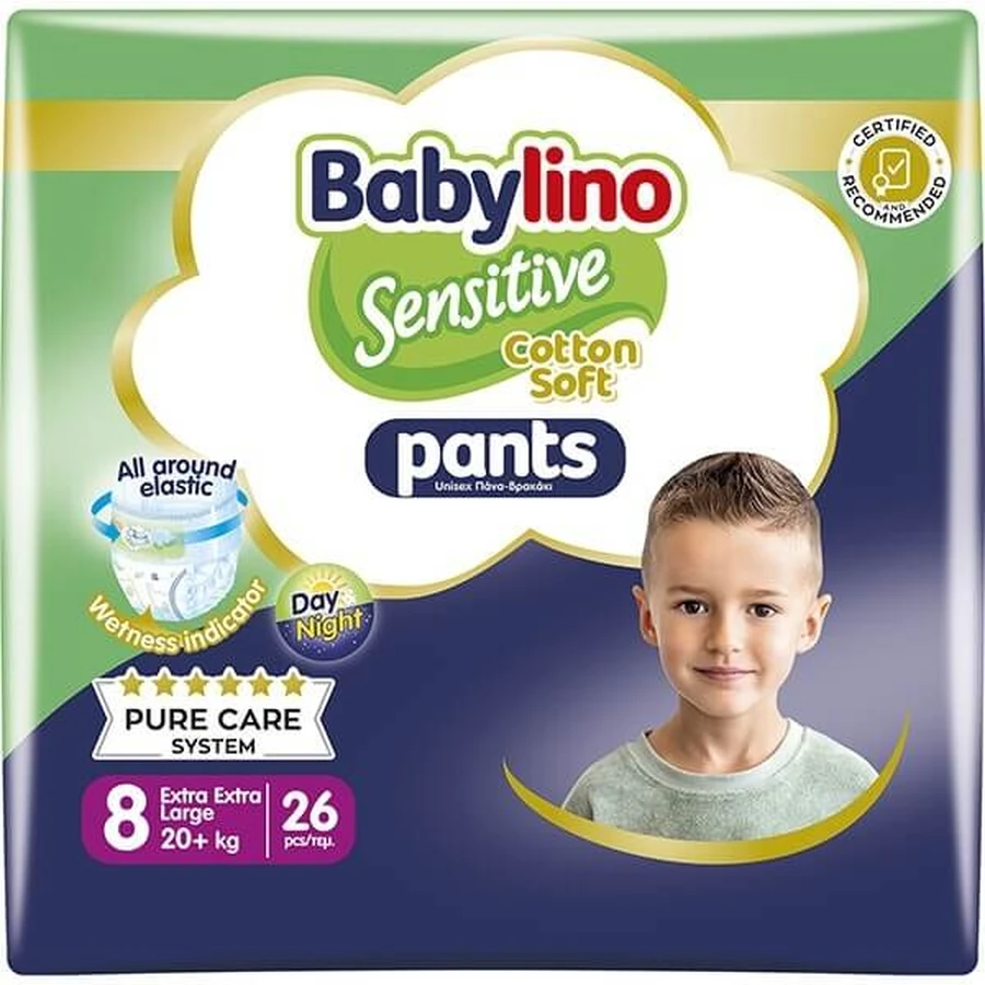 BABYLINO Broekje Katoen Zacht Unisex No8 Extra Extra Large 20kg 26 Stuks