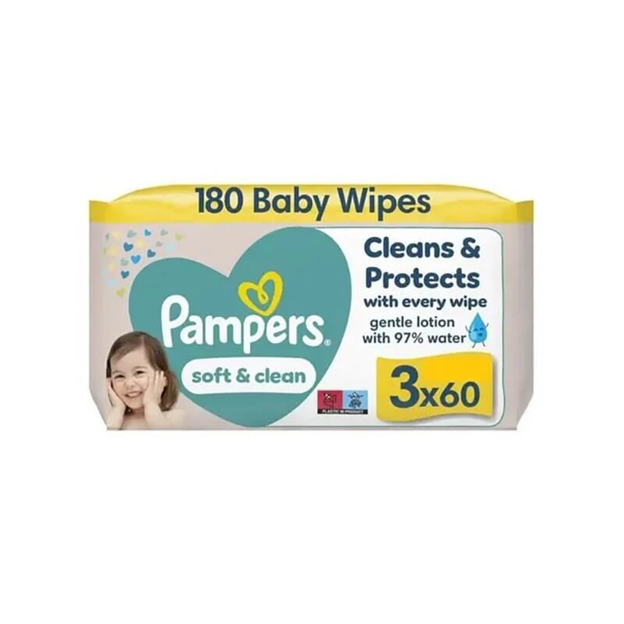 PAMPERS Wischtücher Soft & Clean 60x3=180 Stück (2+1 Gratis)