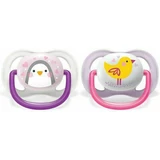 AVENT Ultra Air Dieren Siliconen Orthodontische Fopspeen voor 0-6 maanden 2 stuks [SCF080/11] - Roze
