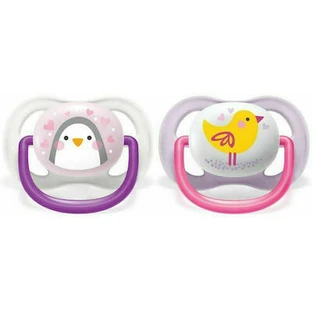 AVENT Ultra Air Animaux Sucette orthodontique en silicone pour 0-6 mois 2 pièces [SCF080/11] - Rose