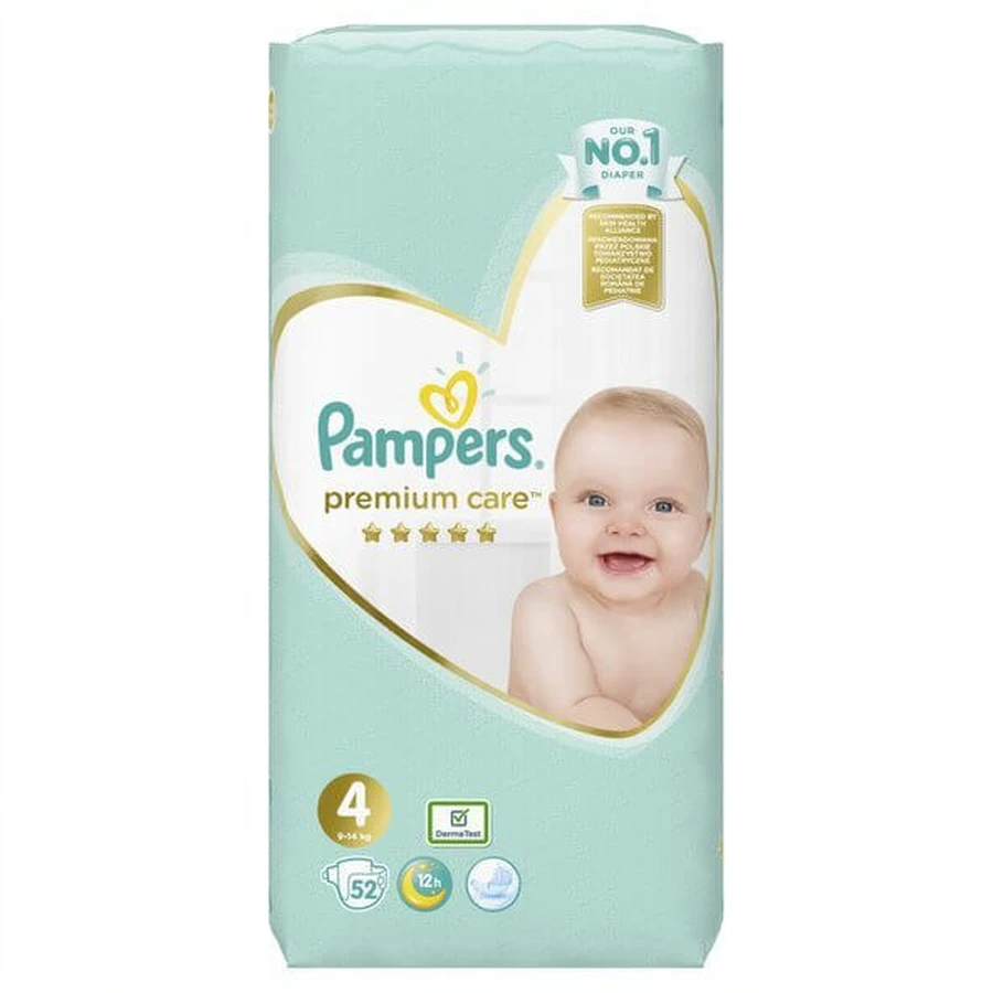 PAMPERS Baby Diapers Premium Care No.4 8-14Kgr 52 pieces Jumbo Pack
