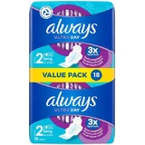 ALWAYS Ultra Compresas Largas Plus Con Alas Talla 2, 18 unidades