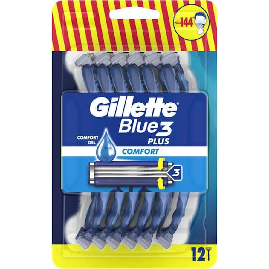 GILLETTE Blue3 Plus Comfort Rasoir jetable avec 3 lames et bande lubrifiante 12 pièces