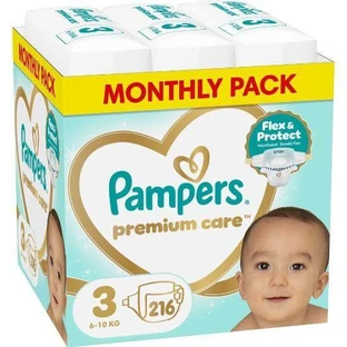 PAMPERS Couches pour bébés Premium Care No3 6-10kg 216 pièces MSB