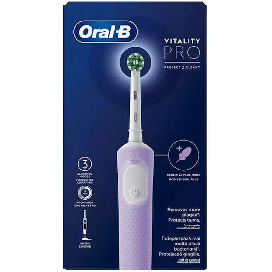 ORAL B Vitality Pro Protect X Clean Elektrische Zahnbürste für Erwachsene Wiederaufladbar Lila 1 Stück