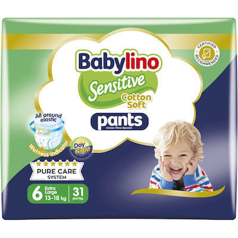 BABYLINO Pants Cotton Soft Unisex No6 Extra Large 13-18kg 31 Pieces