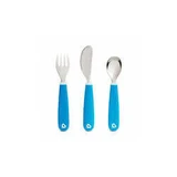 MUNCHKIN Baby Cutlery Set Splash Metal Cutlery Set for 18+ Months 3 Pieces - Blue