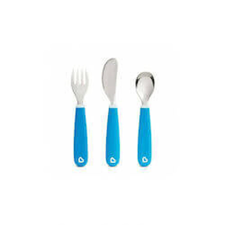 MUNCHKIN Baby Bestek Set Splash Metalen Bestek Set voor 18+ Maanden 3 Stuks - Blauw