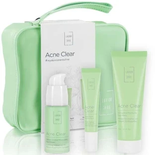 LAVISH CARE Huidverzorging Essentiële Gezichtsverzorgingsset voor vette & acne huid met Acne Clear vochtinbrengende crème, 50ml, gezichtsmasker, 75ml, lokale gel voor puistjes, 15ml & geschenkverpakking