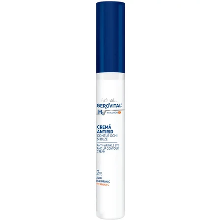 Gerovital H3 Hyaluron C Anti-Wrinkle Eye and Lip Contour Cream 2% Hyaluronic Acid, 15 ml, Farmec