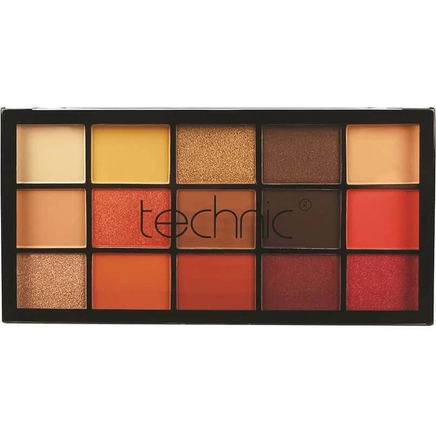 TECHNIC Paleta de sombras de ojos de pigmentos prensados Venus Rising con 15 tonos