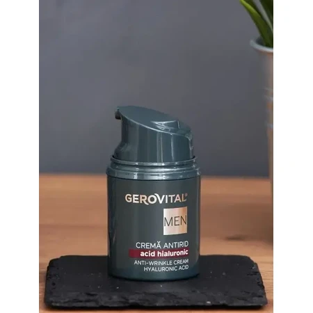 Crema antiarrugas con ácido hialurónico Gerovital Men, 30 ml, Farmec