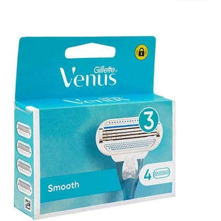 GILLETTE Venus Smooth Replacement Heads with 3 blades & Lubricating Tape 4 pieces