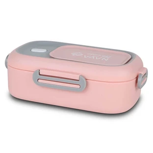 NAVA Stainless Steel Rectangular Food Container We Care In Pink 800ml (10-262-005)