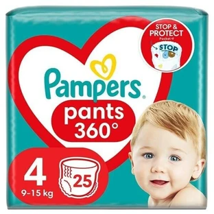 Couches pour bébés PAMPERS Pants 360°-Brakaki No4 pour 9-15kg 25 pièces