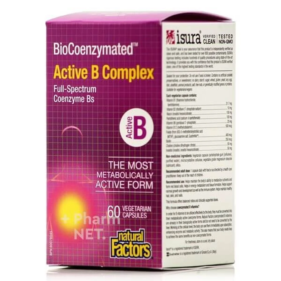 NATUURLIJKE FEITEN BioCoenzymated Actief B-complex Vitaminen B In Actieve Vorm 60 Capsules